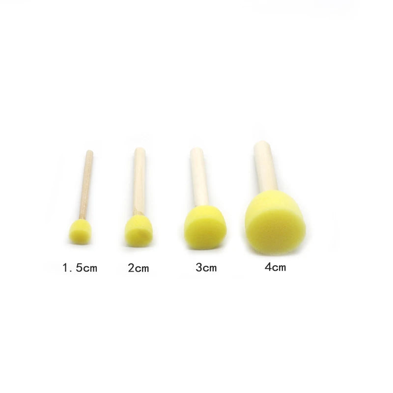 4Pcs/set Sponge Paint Brush Original Wooden Handle Painting Graffiti Early DIY Art Supplies Gifts  Sponge Paint Brush