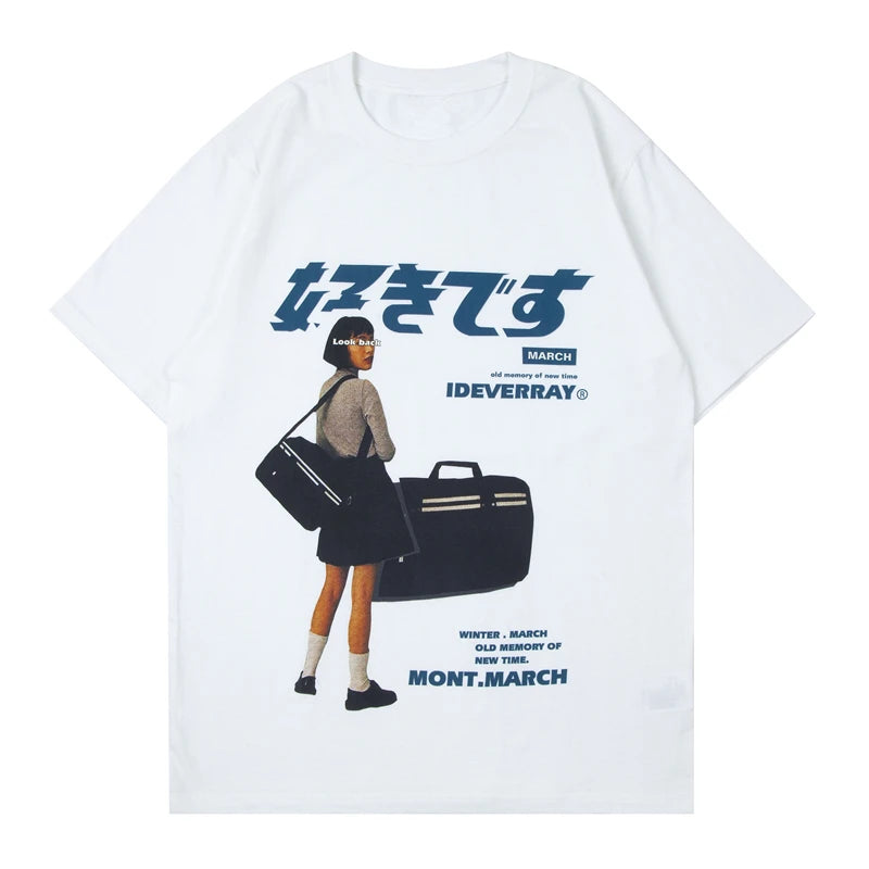 Hip Hop Streetwear Harajuku T Shirt Girl Japanese Kanji Print Tshirt 2021CC Summer Mens Short Sleeve Cotton Oversized T-Shirt