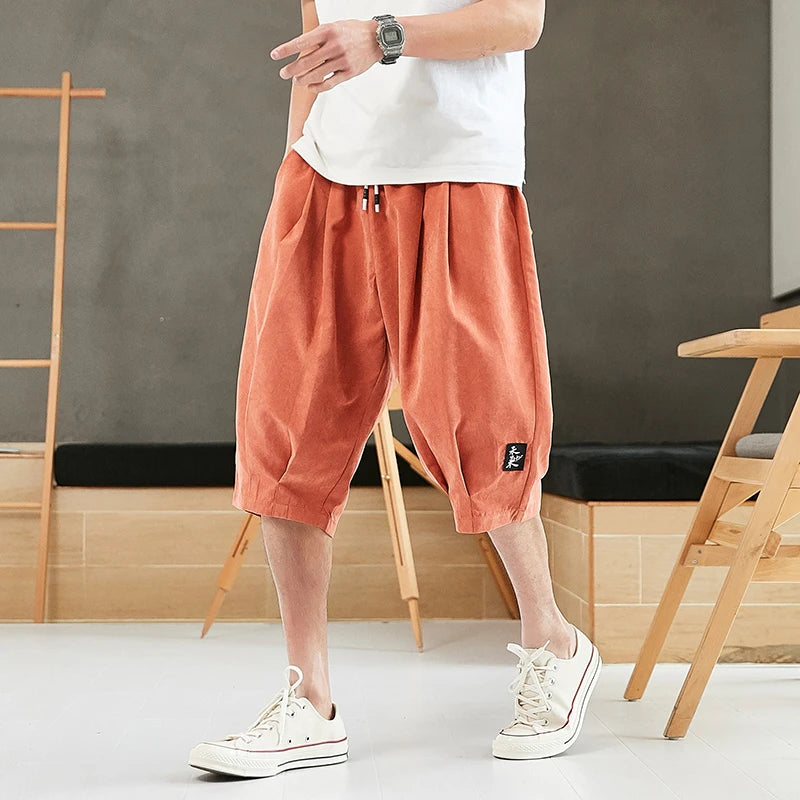 Plus Size Summer Harem Pants Men Short Joggers Chinese Style Calf-Length Casual Baggy Pants Male Capris Trousers 8XL
