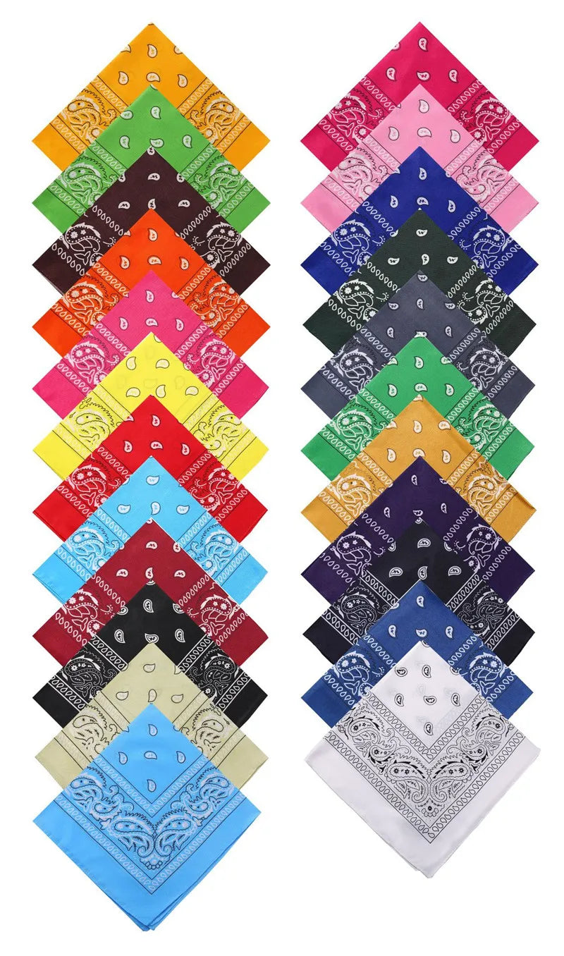 Hip Hop Women Bandana Scarf Girls Kids Punk Square Bandanas Headwear Fashion Bohemian Head Scarf Headbands Hair Accessories 2024