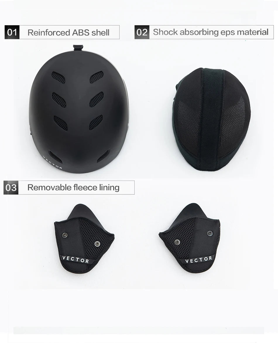 VECTOR Man Women Snowboard Snowmobile Ski Helmet CE Certification Adult Windproof Skating Skateboard Snow Sports Cycling Helmets