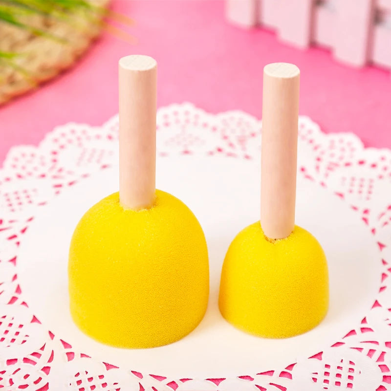 4Pcs/set Sponge Paint Brush Original Wooden Handle Painting Graffiti Early DIY Art Supplies Gifts  Sponge Paint Brush