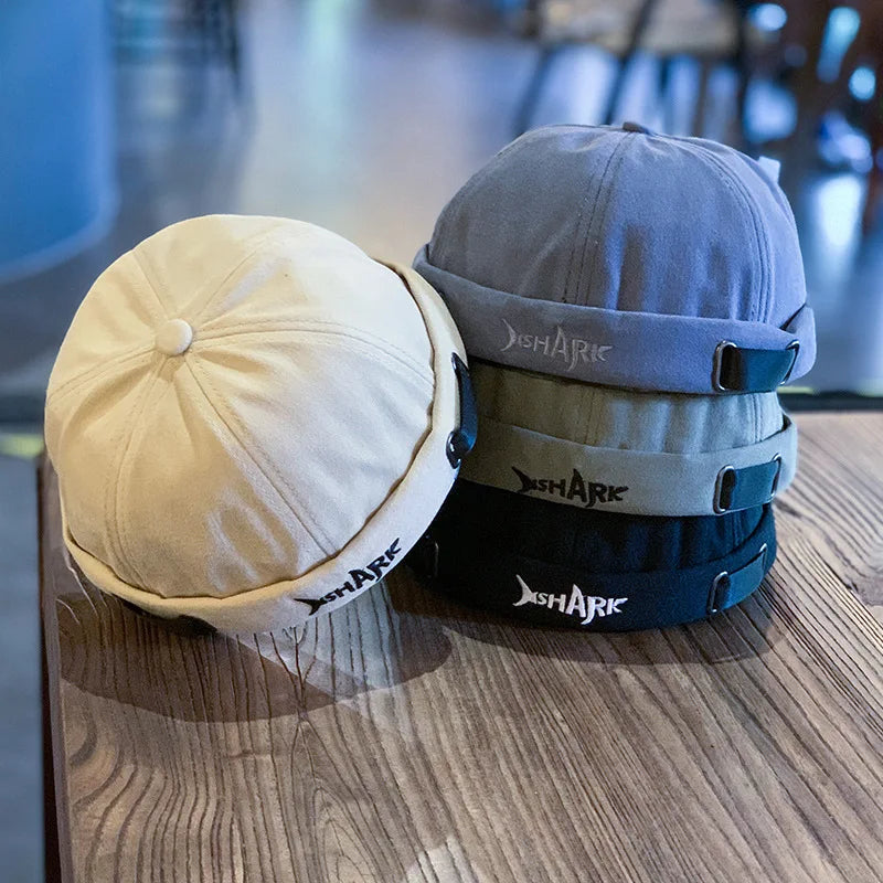 New Fashion Men's Women's Cotton Beanies Letter Shark Embroidery Street Wear Melon Caps Skullies Beanie