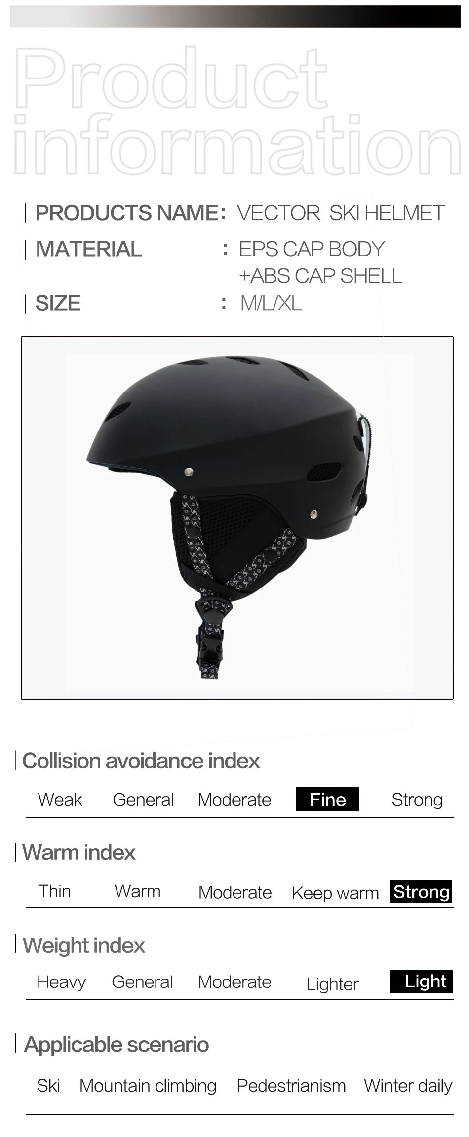 VECTOR Man Women Snowboard Snowmobile Ski Helmet CE Certification Adult Windproof Skating Skateboard Snow Sports Cycling Helmets