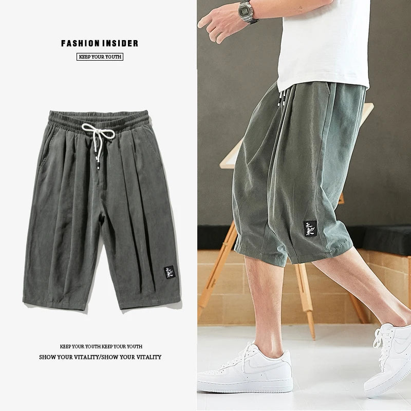 Plus Size Summer Harem Pants Men Short Joggers Chinese Style Calf-Length Casual Baggy Pants Male Capris Trousers 8XL
