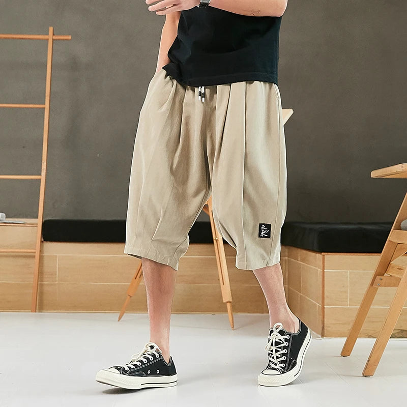 Plus Size Summer Harem Pants Men Short Joggers Chinese Style Calf-Length Casual Baggy Pants Male Capris Trousers 8XL