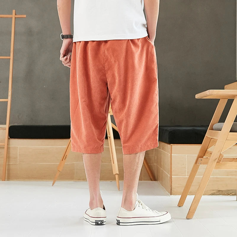 Plus Size Summer Harem Pants Men Short Joggers Chinese Style Calf-Length Casual Baggy Pants Male Capris Trousers 8XL