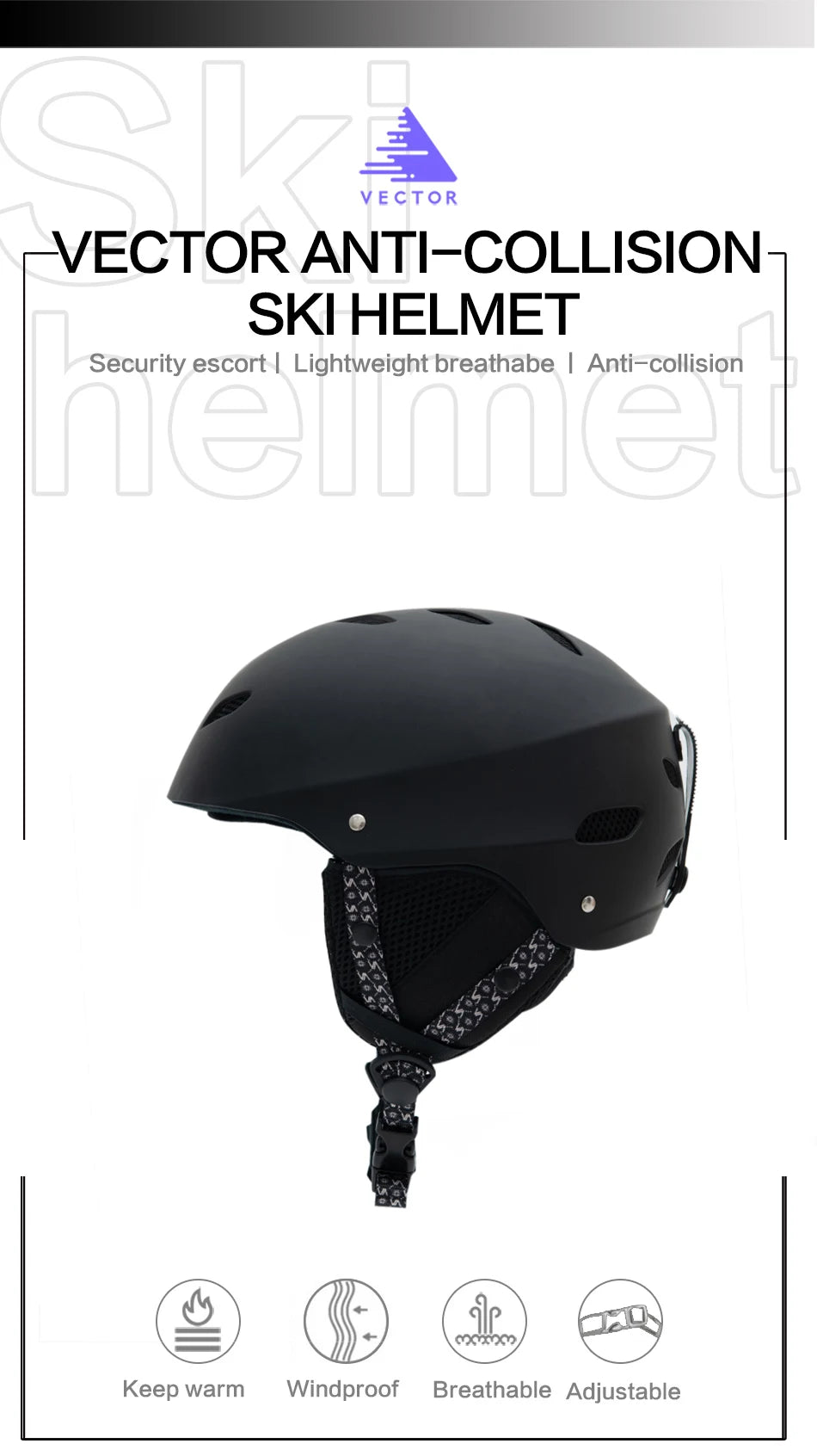 VECTOR Man Women Snowboard Snowmobile Ski Helmet CE Certification Adult Windproof Skating Skateboard Snow Sports Cycling Helmets