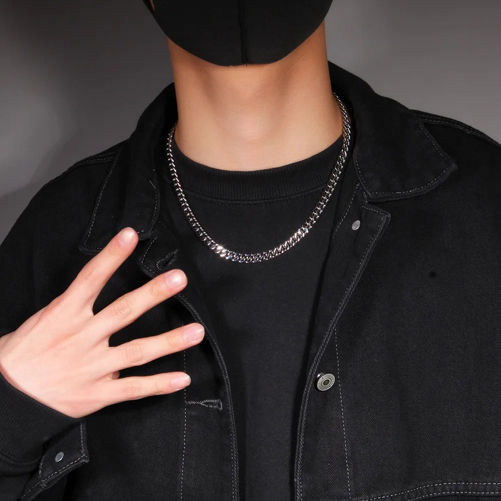 316 Stainless Steel Plated 18k Gold Fashion 8.10.12mm Encrypted Cuban Chain Rap Hip Hop Men Women Bracelet Necklace Accessories