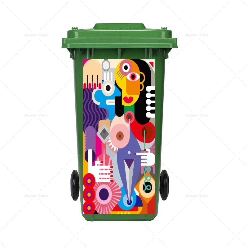 Art Graffiti Trash Can Sticker Kitchen Trash Can Waterproof Decoration Sticker Design Wallpaper Poster Cabinet Closet Stickers