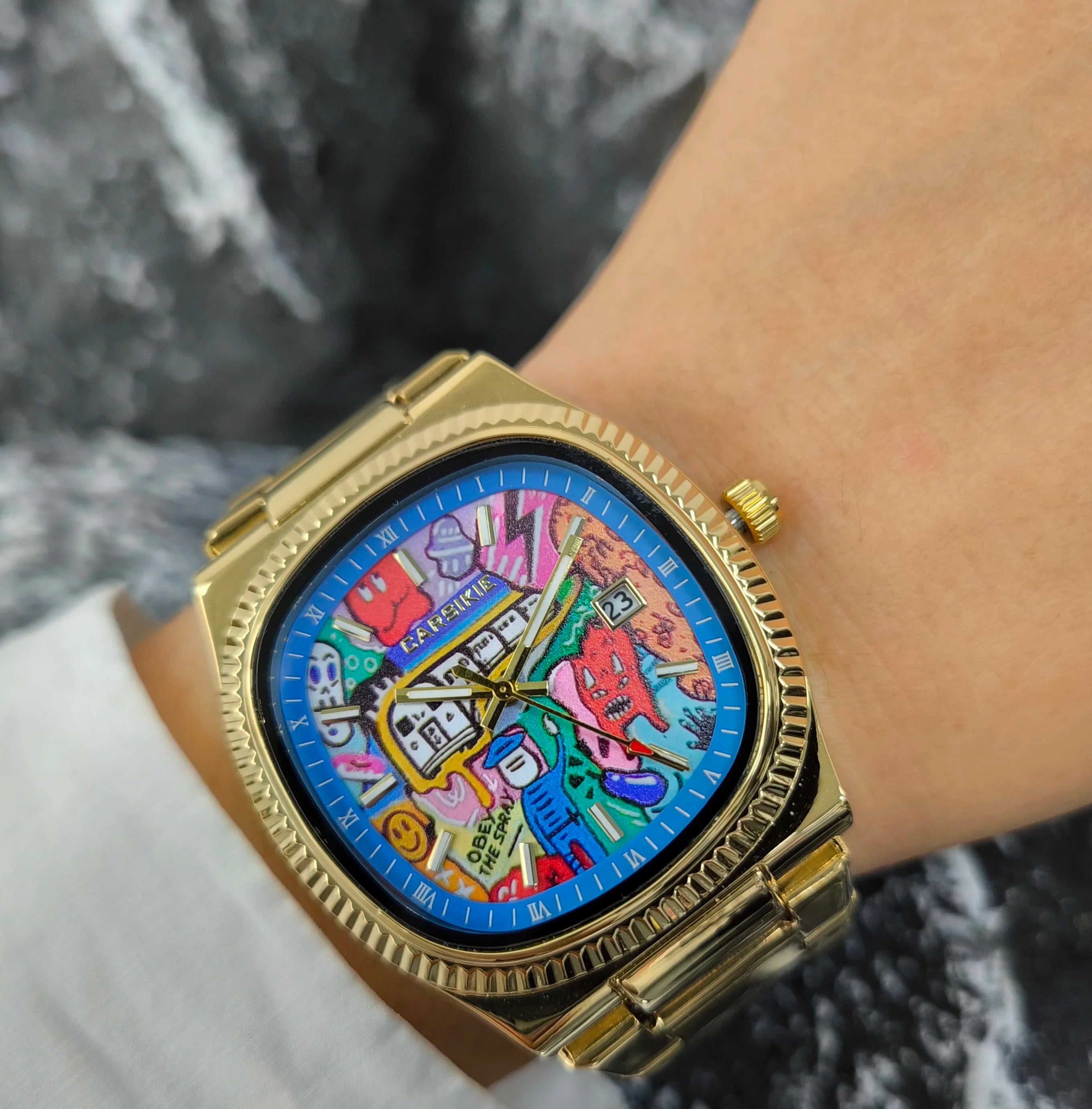 2025 New Square Men's Watch Abstract Art Dial Trendy Retro Niche Watch Luxury Gift Silver Black Gold Quartz Watch Street Style