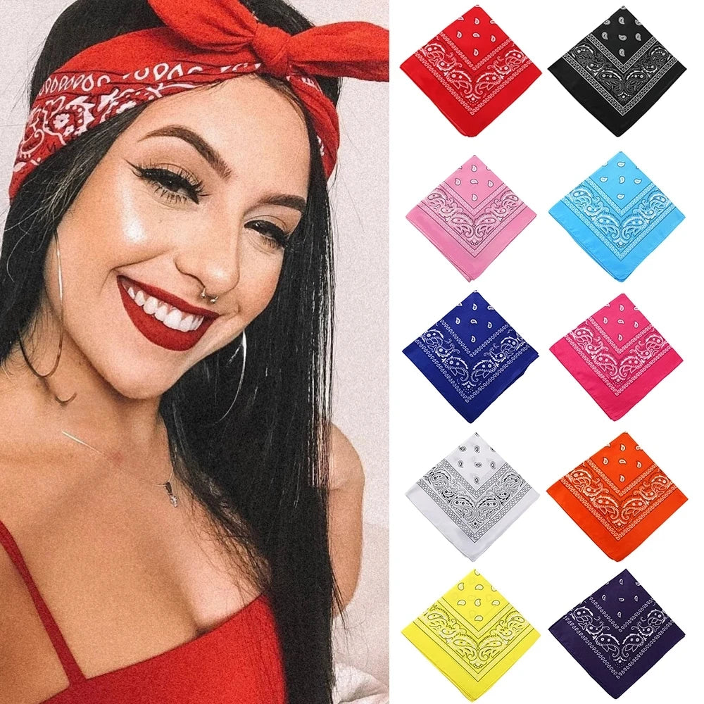 Hip Hop Women Bandana Scarf Girls Kids Punk Square Bandanas Headwear Fashion Bohemian Head Scarf Headbands Hair Accessories 2024
