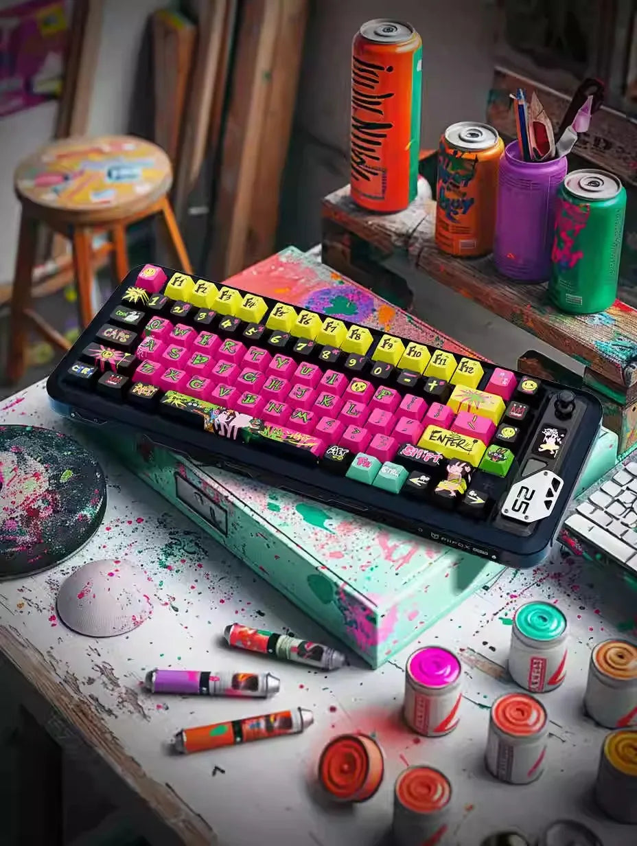 Graffiti Maniac Theme Keycaps - Sublimation Process PBT Material - Suitable For Art Lovers-Original Factory Height