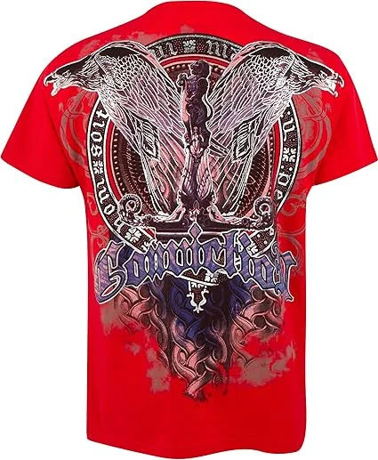 Red Southpole Graffiti T-Shirt Mens Urban Streetwear Art Bold Vintage Distressed Style Tops Hip-Hop American Women Casual Wear