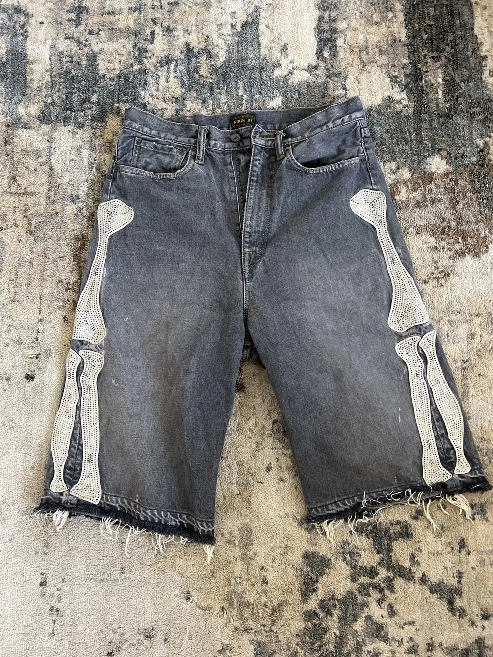Summer retro skeleton denim shorts sports casual shorts new couple wearing street street 55 pants 2025 Europe and America