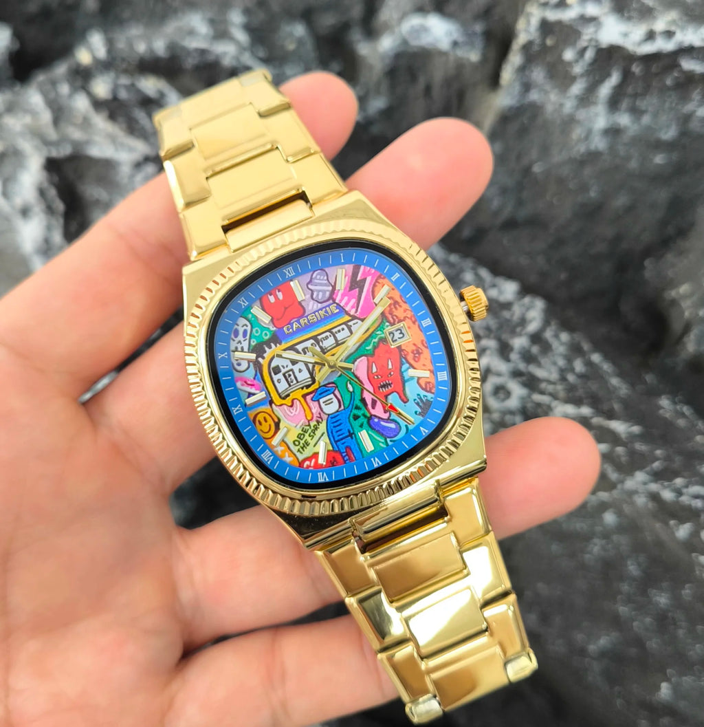 2025 New Square Men's Watch Abstract Art Dial Trendy Retro Niche Watch Luxury Gift Silver Black Gold Quartz Watch Street Style