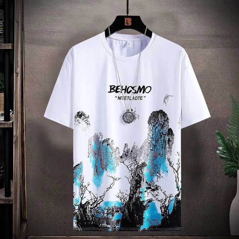 2025 Summer Thin casual Men set Manga Graffiti Tees T-shirt+shorts 2-piece Comfortable and breathable men Top Print Tshirts sets
