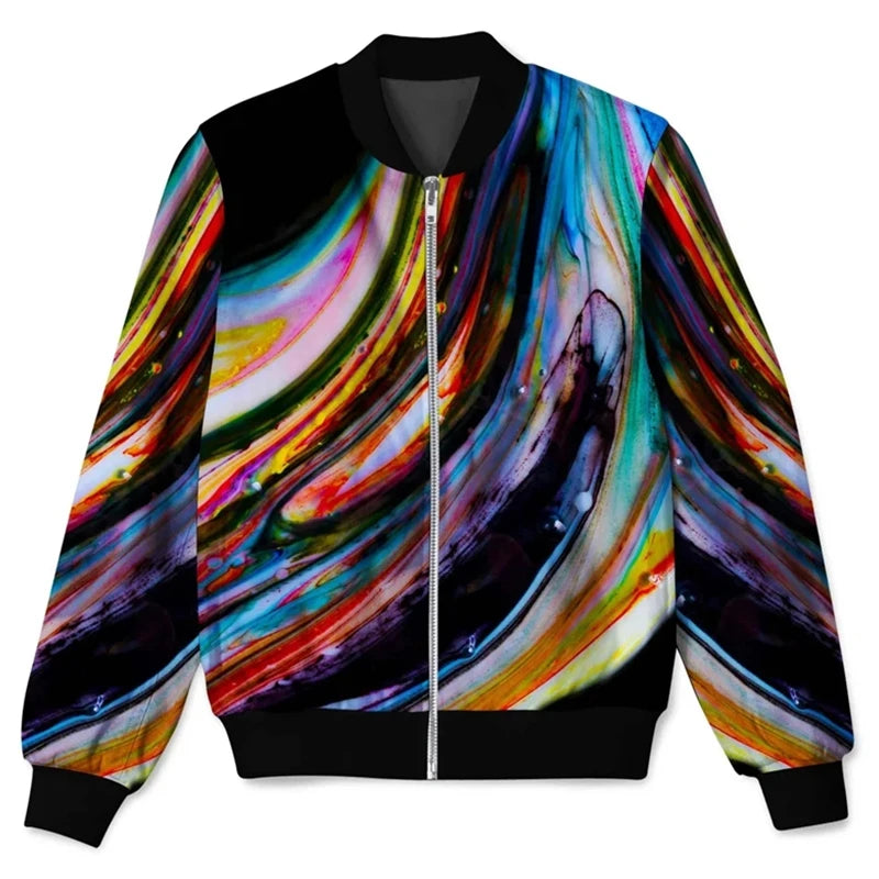 New Funny Graffiti Pattern 3D Jacket Men Women Harajuku Hip Hop Street Style Coat Casual Stand Collar ZiP Sweatshirt Jacket Tops