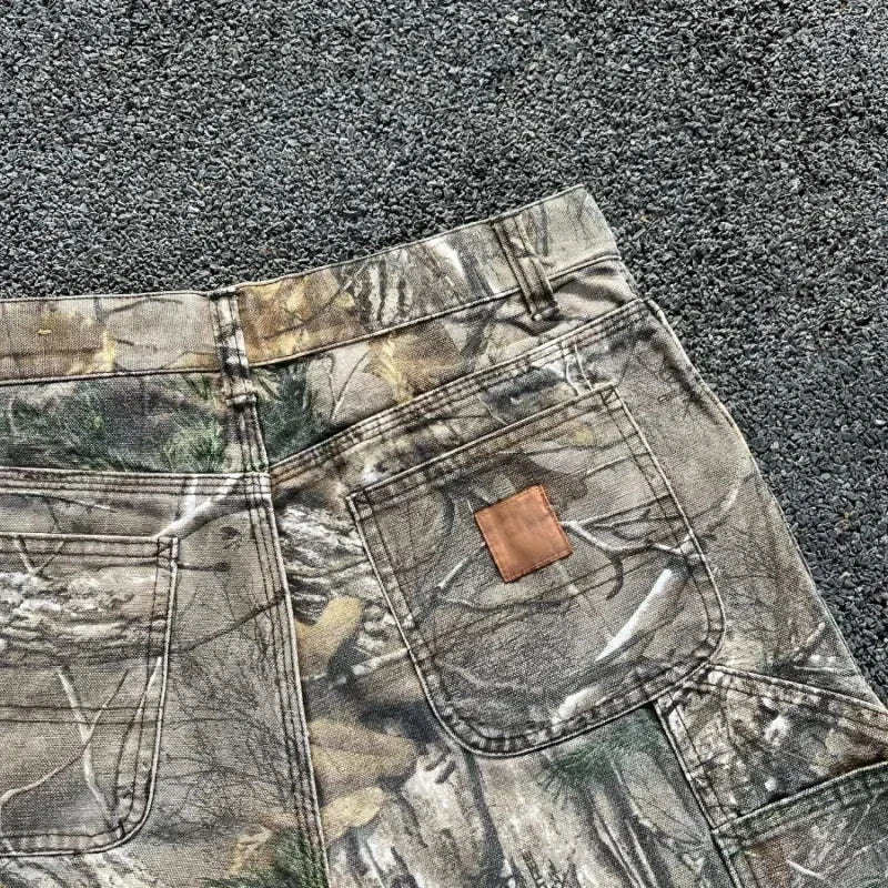 Men's Branch Camouflage Jeans American Style Old Washed Wide Leg Retro Loose Fashion Trend Street Straight Jeans Camo Pants Y2K