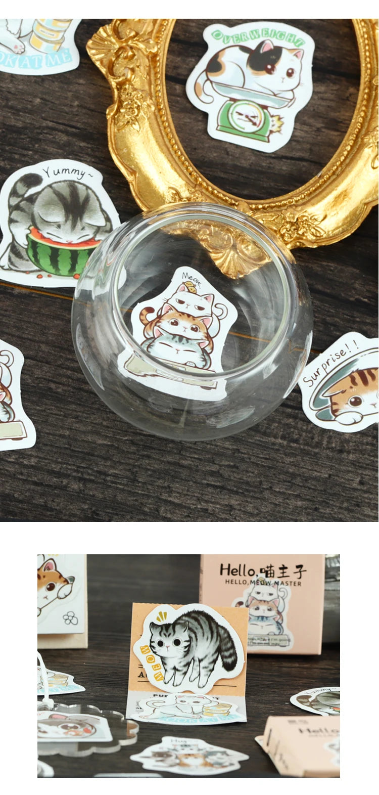 46pcs/Bag,Cat Stickers,Be for Suitcase Skateboard Luggage Laptop Phone Diy Sticke Decoration Stationery School Supplies Toys