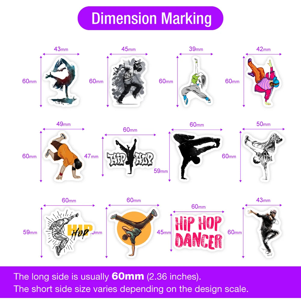 Hip Hop Street Dance Dancer Stickers DIY Toys Decal  for Scrapbook Decorative Laptop Phone Luggage Graffiti Bottles Waterproof