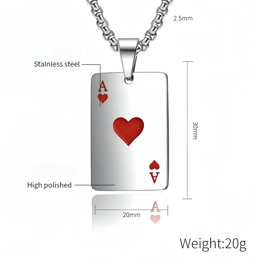 The 2025 new 2PCS hip-hop style declaration card Spades heart necklace is suitable for both men and women to wear. It is a penda