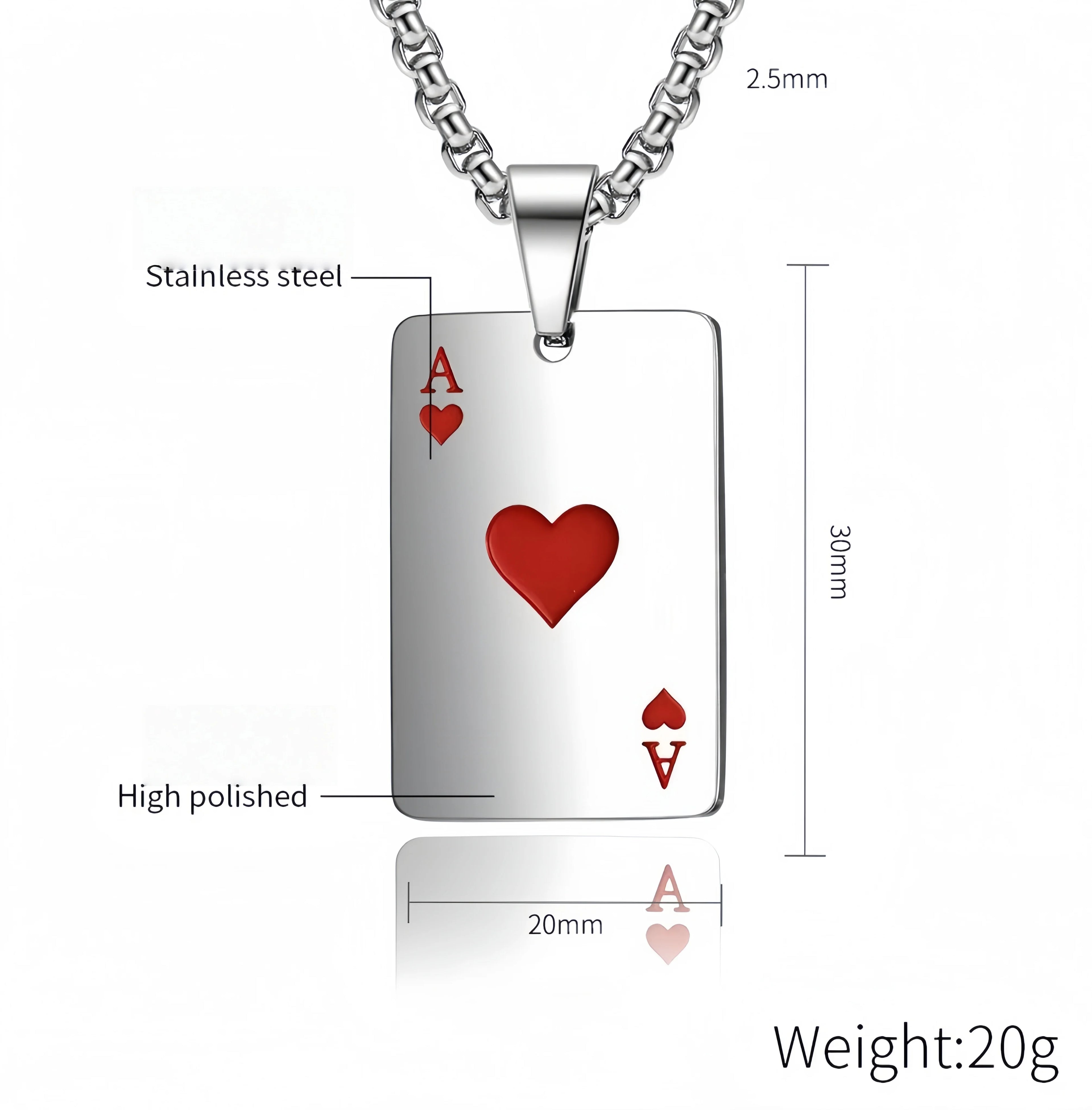 The 2025 new 2PCS hip-hop style declaration card Spades heart necklace is suitable for both men and women to wear. It is a penda