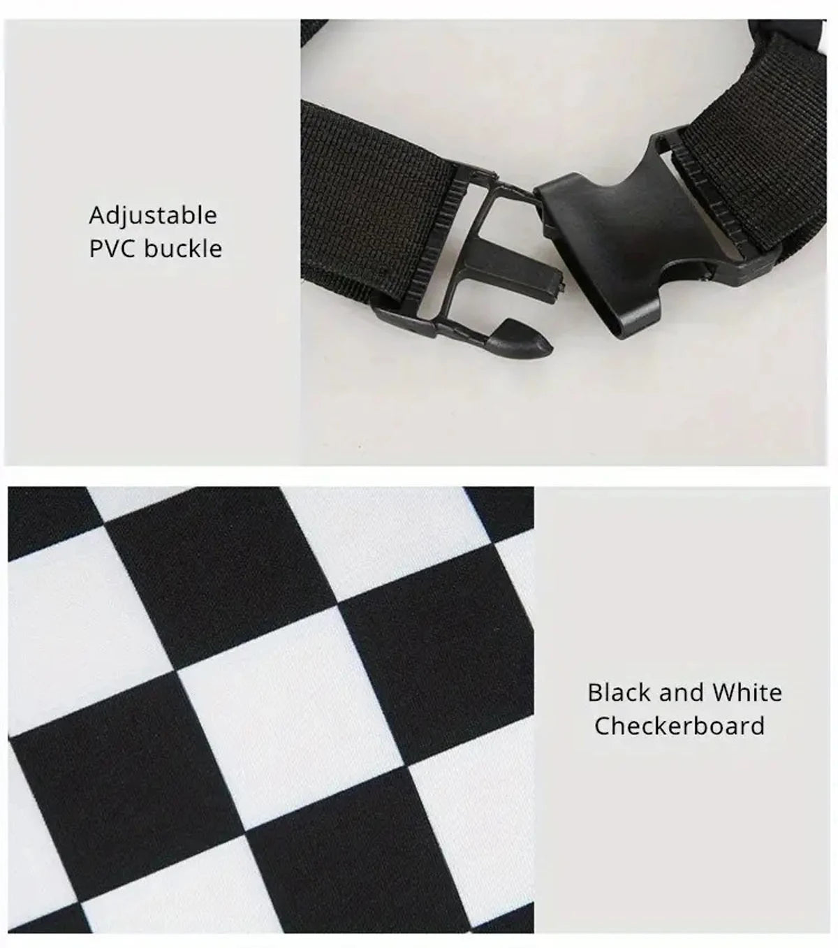 Large Capacity Waterproof Outdoor Sports Waist Bag Men's and Women's Black and White Plaid Mobile Phone Bag Student Waist Bag