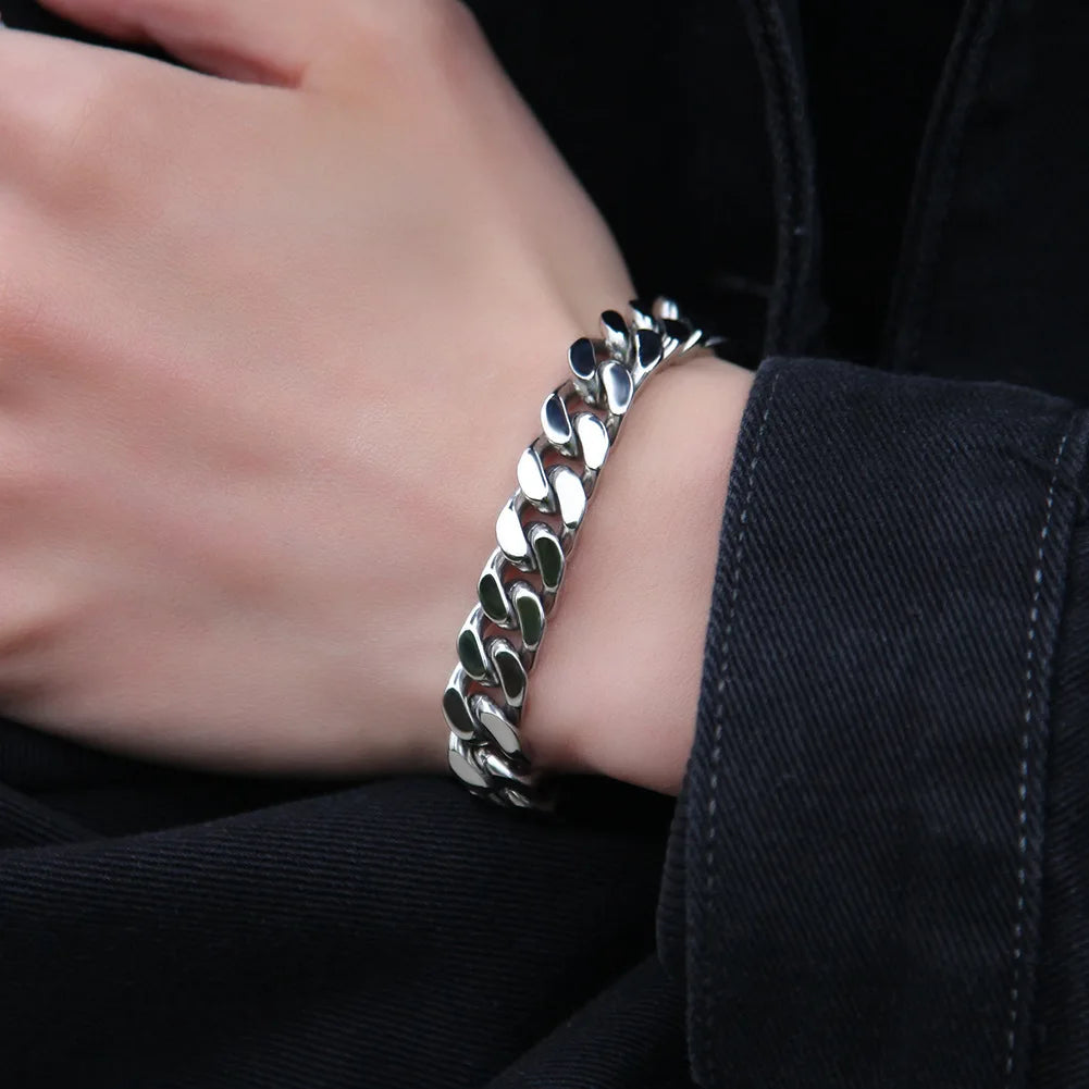 316 Stainless Steel Plated 18k Gold Fashion 8.10.12mm Encrypted Cuban Chain Rap Hip Hop Men Women Bracelet Necklace Accessories