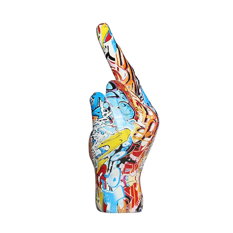 Graffiti Middle Finger Ornament Art And Crafts Resin Gesture Statue Desktop Ring A Living Room Home Decoration