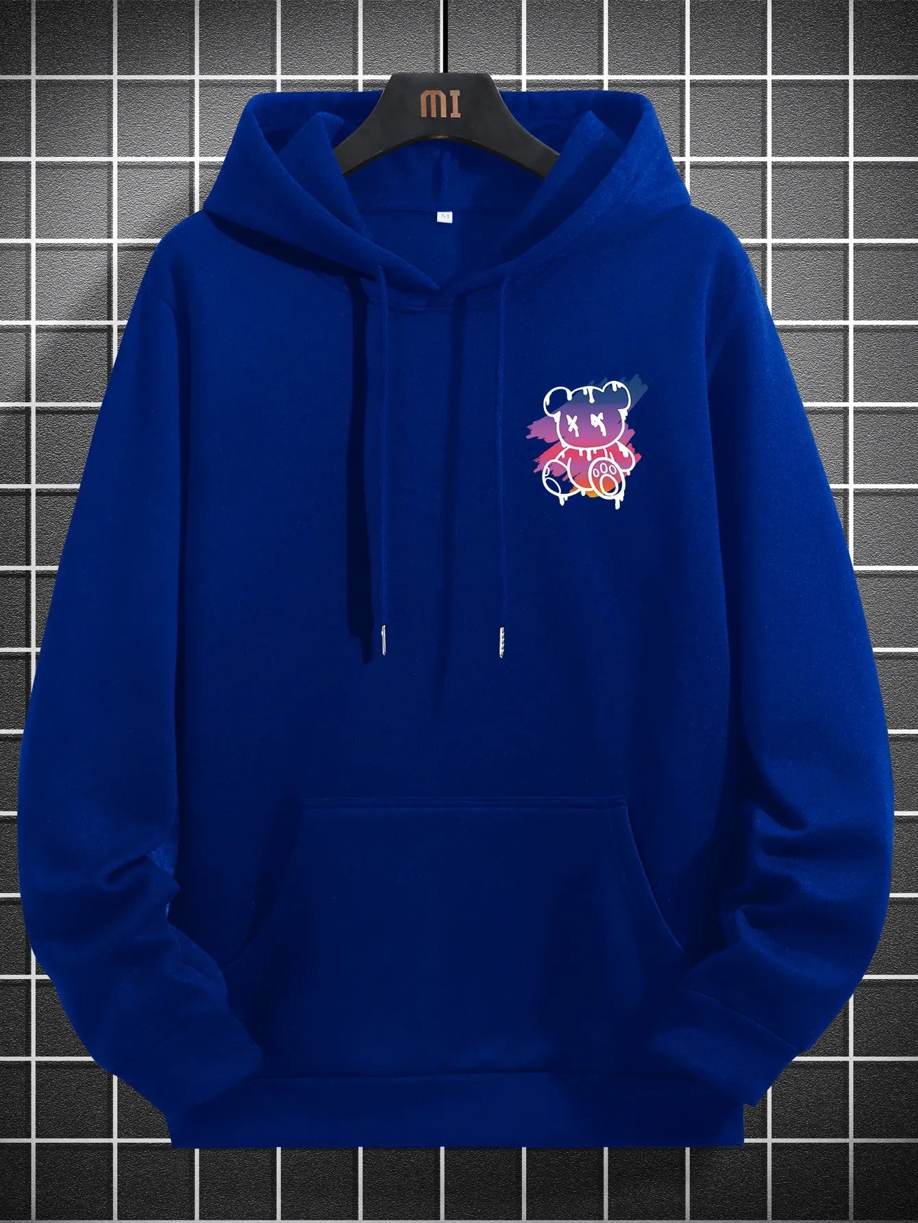 New York Art Word Cartoon Bear Sunset Scenery Design Male Clothing Hip Hop Street Hoodies All-Match Pocket Pullovers Men Hoody