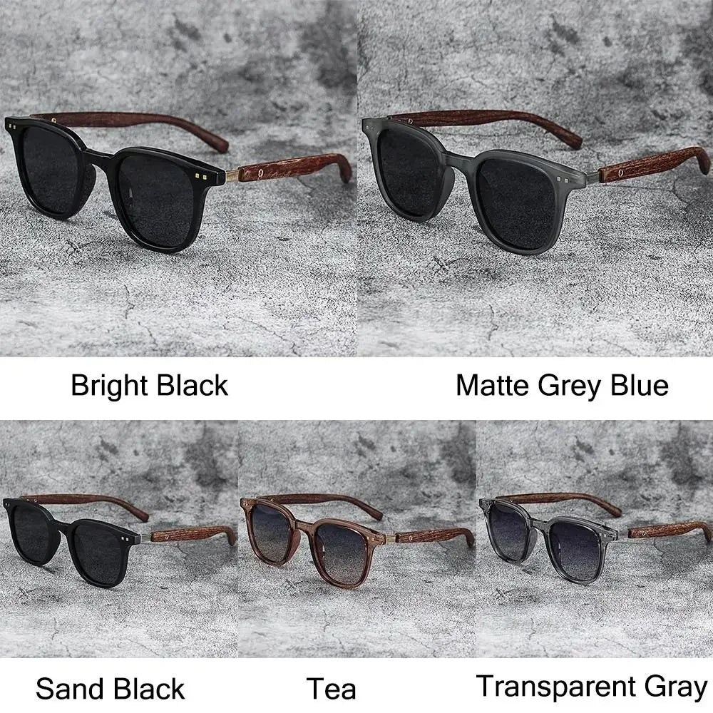 Trendy Retro Wood Grain Sunglasses - Polarized UV Protection for Men & Women, Perfect for Cycling & Outdoor Street Photography