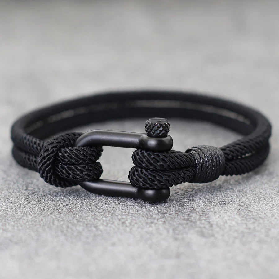 Hiphop Men Bracelet With Stainless Steel Detachable Buckle Nautical Wrap Braclet Bilayer Thread Bicycle Braslet Armband Herren