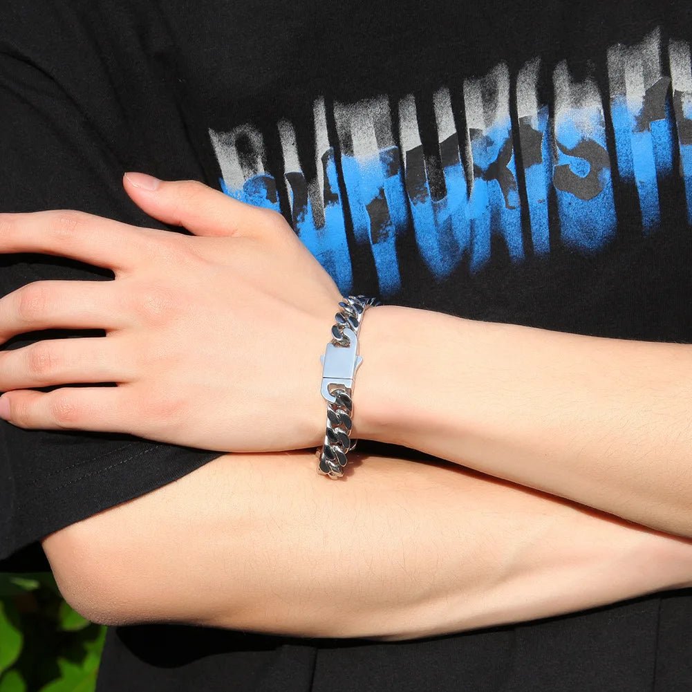 316 Stainless Steel Plated 18k Gold Fashion 8.10.12mm Encrypted Cuban Chain Rap Hip Hop Men Women Bracelet Necklace Accessories