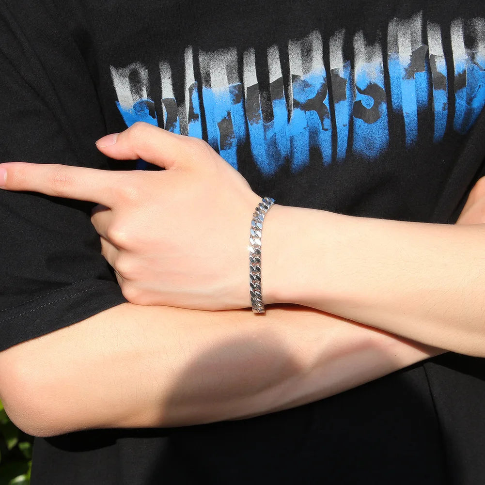 316 Stainless Steel Plated 18k Gold Fashion 8.10.12mm Encrypted Cuban Chain Rap Hip Hop Men Women Bracelet Necklace Accessories