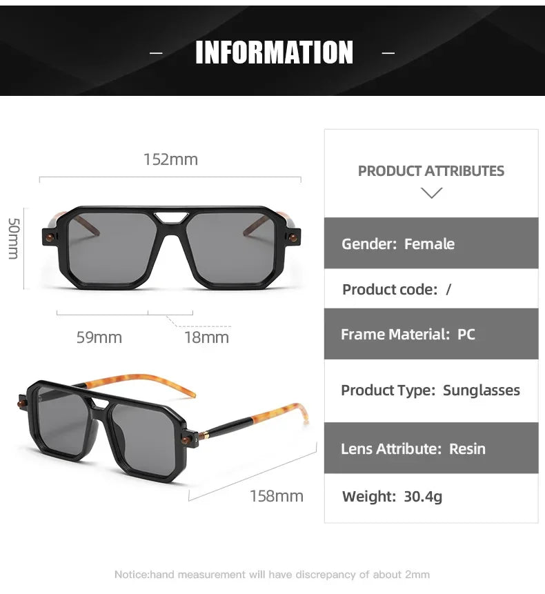 Trendy Design Double Bridge Sunglasses Women's Fashion Leopard Sun Glasses Popular Street Wear Shades Men's Shades UV400 Eyewear