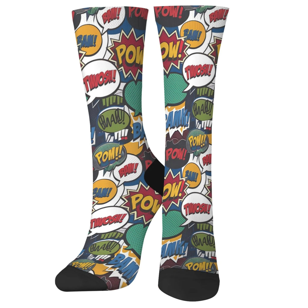 Fun street graffiti comic pop art socks men and women leisure outdoor sports socks hip hop happy personality crew socks gift