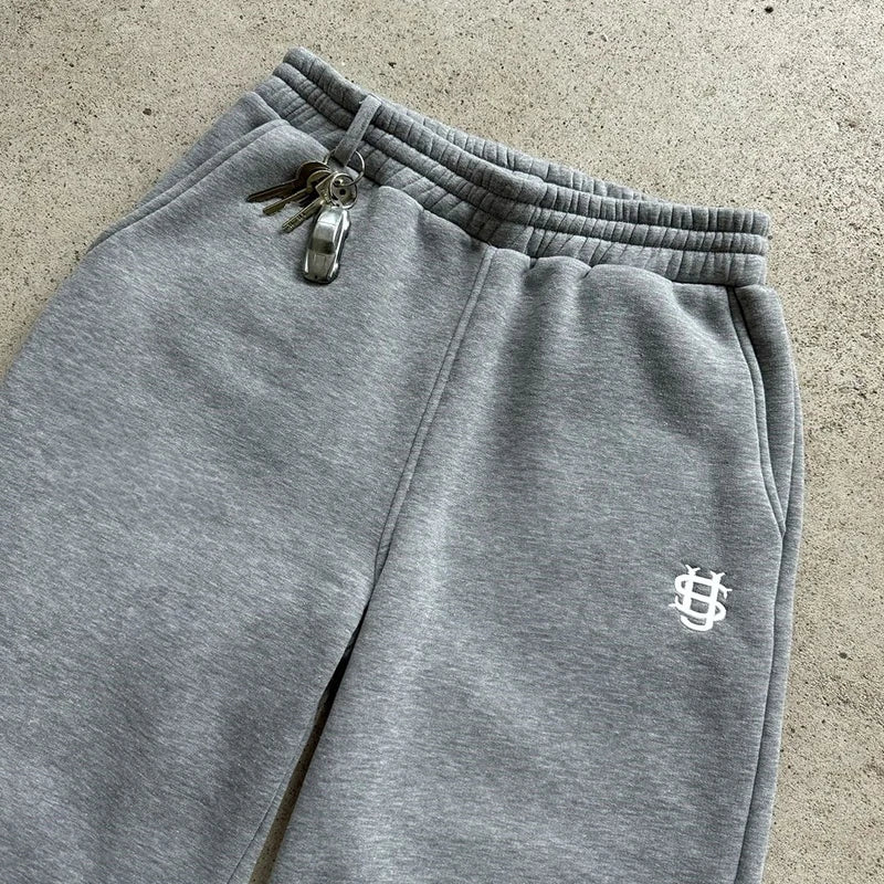 Autumn Drawstring Zipper Sweatpants Solid Color Casual High Street Hip-Hop Rap Street Y2K Style High Waist Trousers