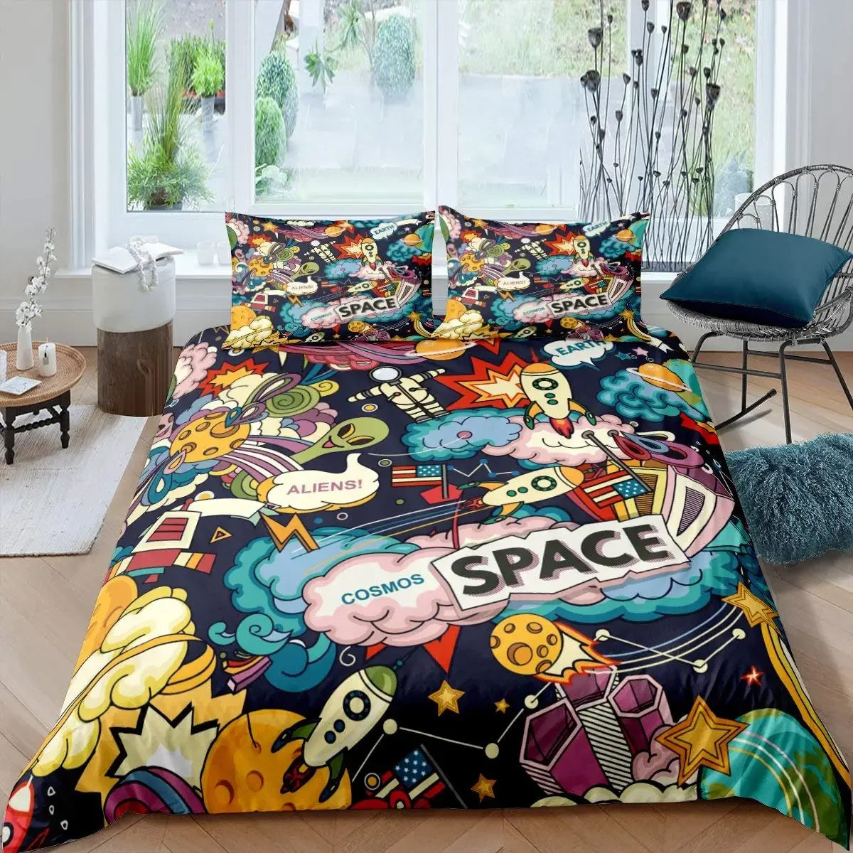 Hip Hop Decor Duvet Cover Colorful Bedspreads Cover Graffiti Pattern Street Culture Theme Decor Bedding Set for Adult Kids Teen