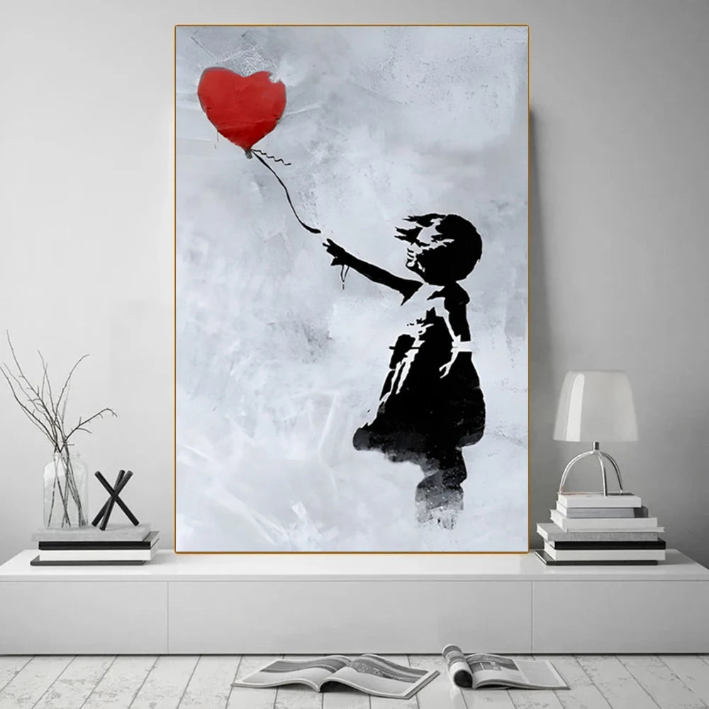 Street Graffiti Abstract Art Wall Posters Girl With Balloon Modern Home Room Decor Canvas Painting Mural Pictures Prints Artwork