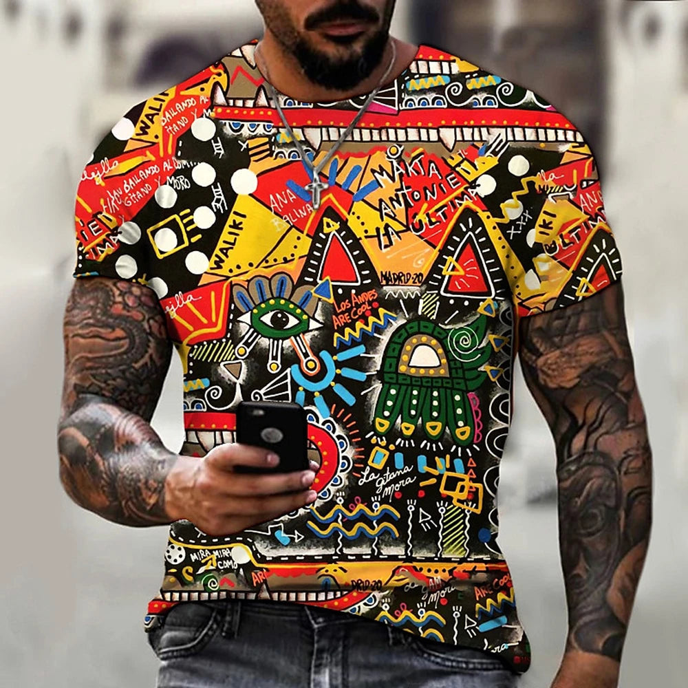 New Fun Graffiti Street T-Shirt 3D Printed Men's Hip Hop Summer Cool Tee Shirt Casual Youth Popular Personality Short Sleeve Top