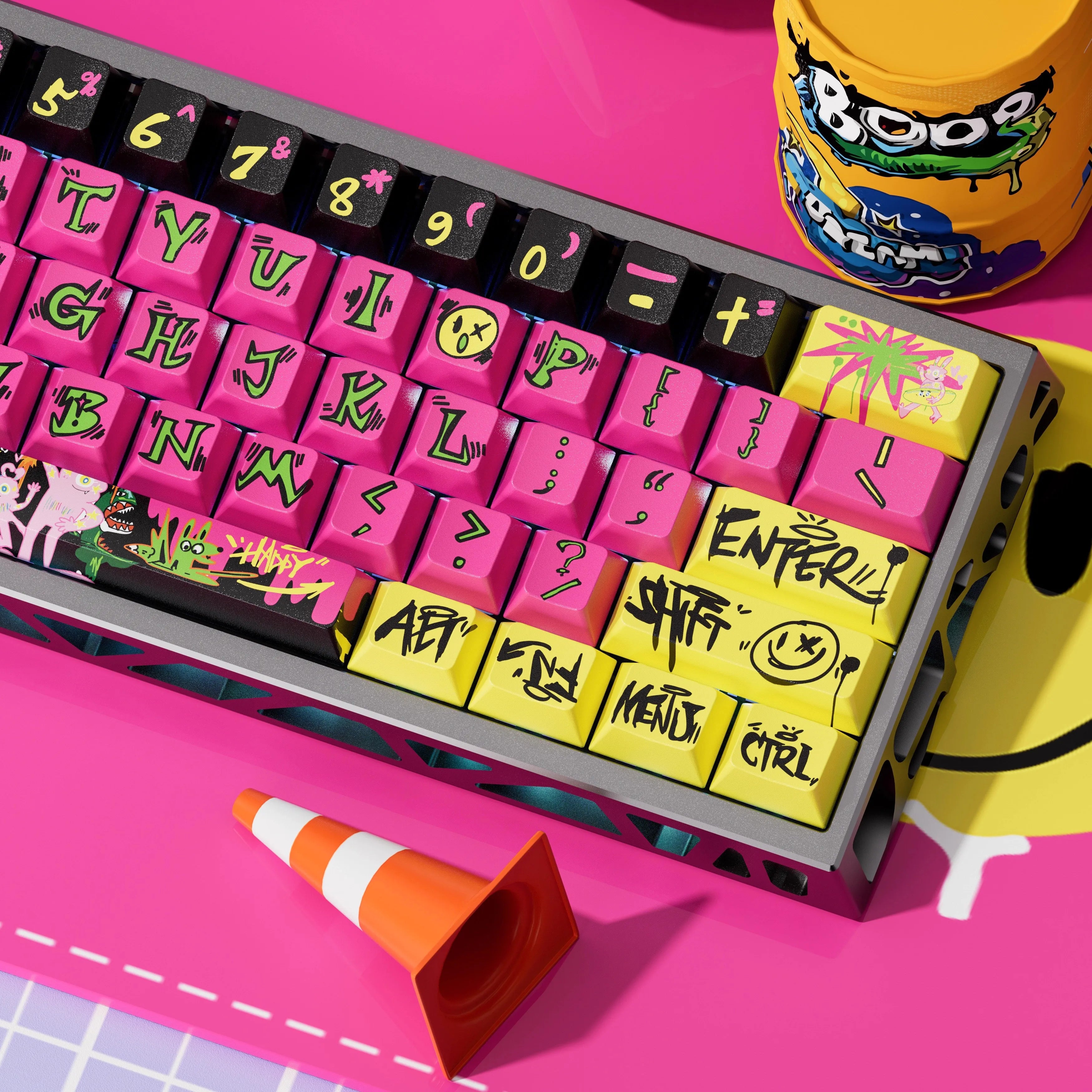 Graffiti Maniac Theme Keycaps - Sublimation Process PBT Material - Suitable For Art Lovers-Original Factory Height