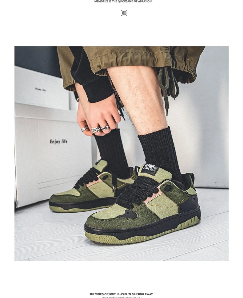 Fashion Green Men's Casual Sneakers Street Youth Sport Skateboard Shoes Men Designer Skateboarding Men Sneaker zapatillas hombre