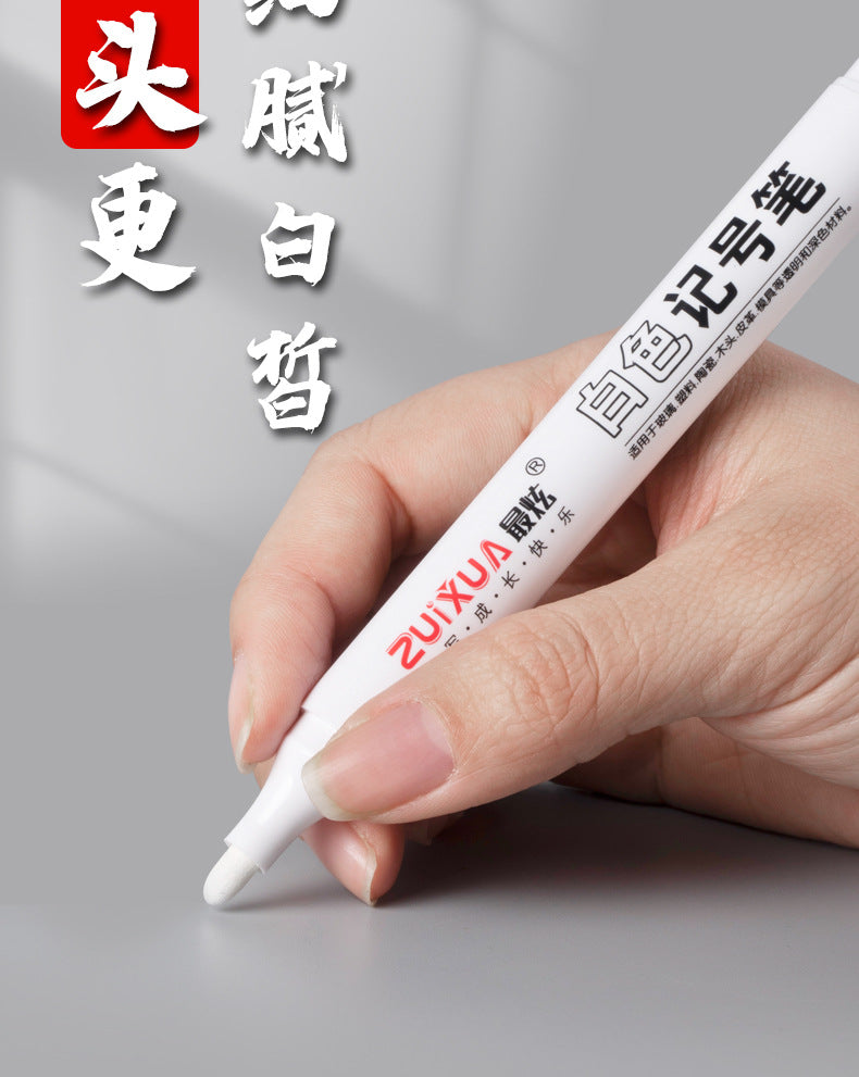 White Marker Pens set Oily Waterproof White Gel Pen DIY Graffiti Sketching Marker Stationery Writing School Supplies brush