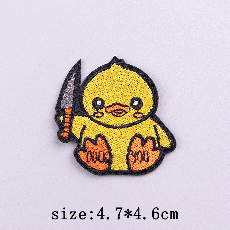 Little Yellow Duck Embroidery Patches For Clothing Hip Hop Animal Patch Iron On Patches On Clothes Fusible Patch Stickers Badges