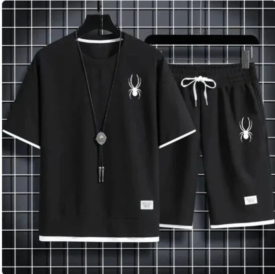 Men's short sleeved T-shirt and sports shorts set casual sportswear Korean fashion summer