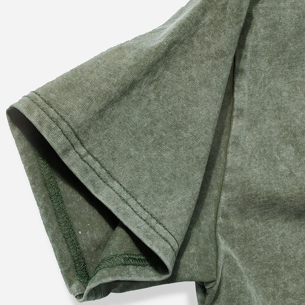 Graffiti Pentagram Print Washed T Shirt Mans O-Neck Casual Fashions Top Cotton Loose Clothes Summer Crewneck Men T-Shirts