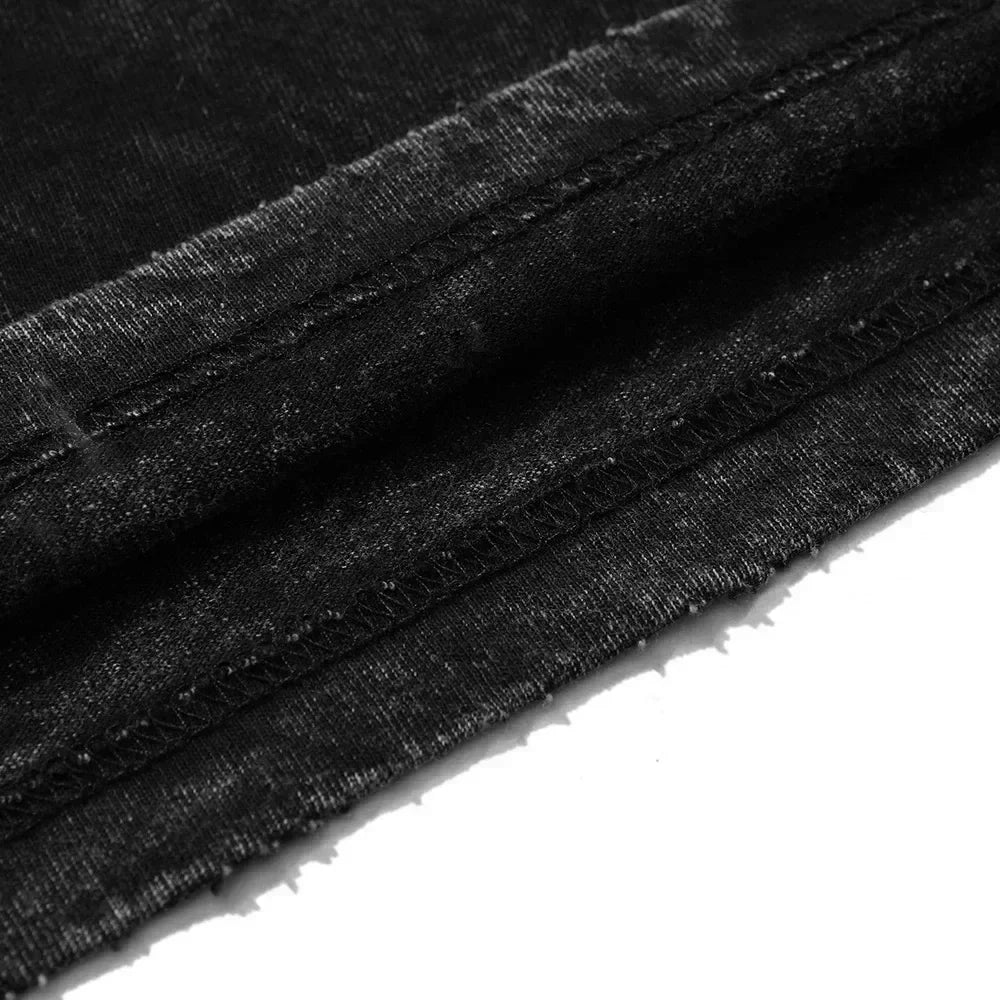 Graffiti Emoji, Retro Washed High-quality Cotton Pattern T-shirt, Men's T-shirt, Round-neck Top, Short Sleeve