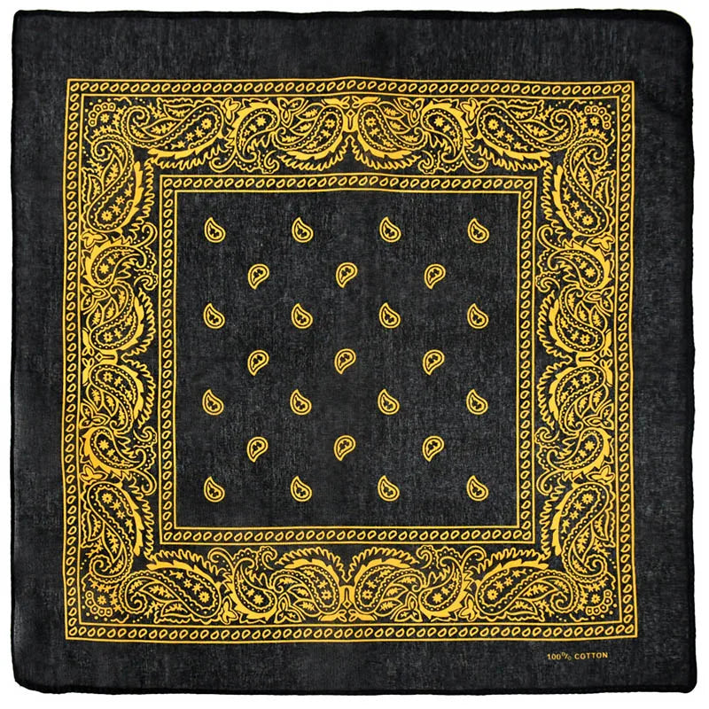 Black Hip Hop Bandana Kerchief Unisex Hair Band Neck Scarf Paisley Headwear Wrist Hairwrap Square Scarves Print Handkerchief
