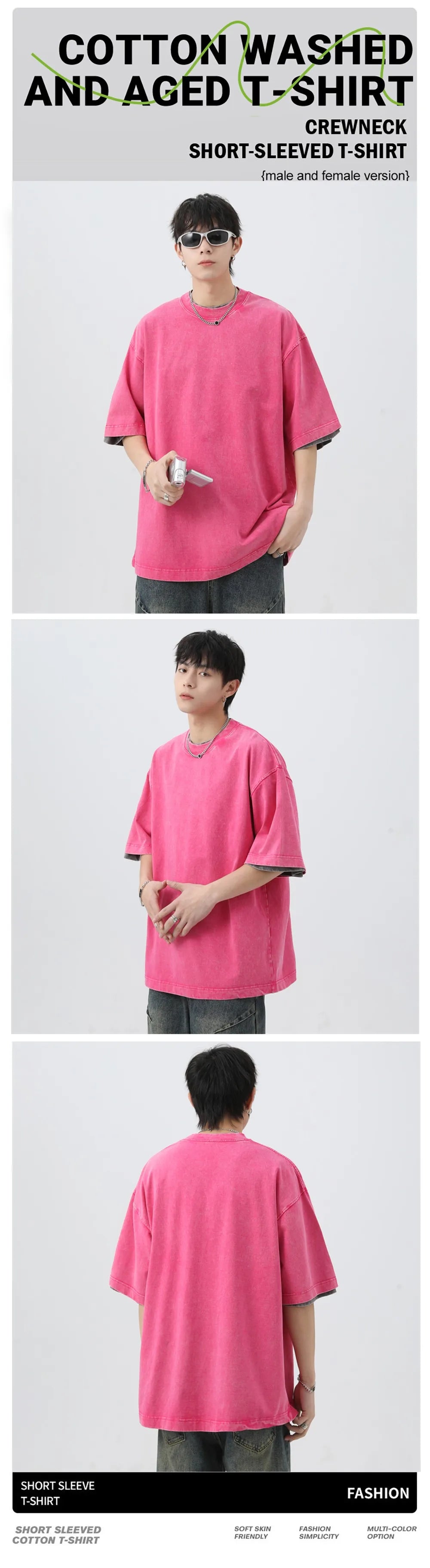 Graffiti Pentagram Print Washed T Shirt Mans O-Neck Casual Fashions Top Cotton Loose Clothes Summer Crewneck Men T-Shirts